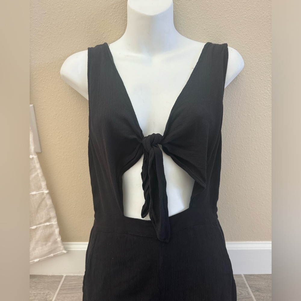 LOFT Beach Black Tie-Front Jumpsuit